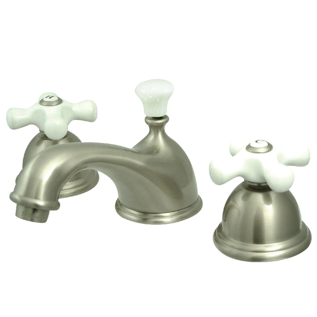 Restoration Widespread Bathroom Faucet with Brass Pop-Up in Brushed Nickel