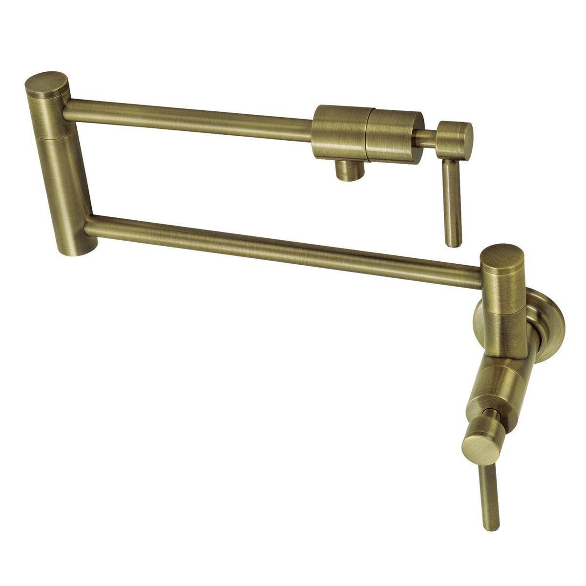 Concord Wall Mount Pot Filler Faucet in Antique Brass
