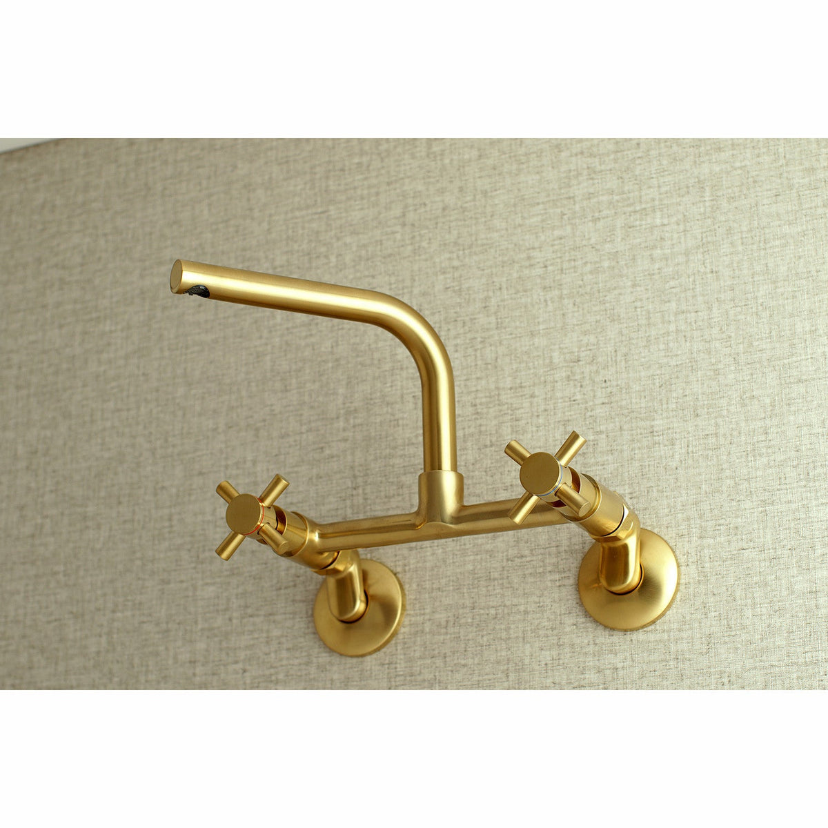 Concord Double-Handle Wall-Mount Bridge Kitchen Faucet in Brushed Brass