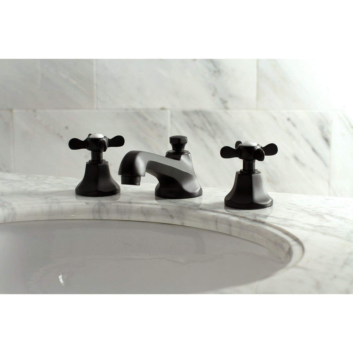 Essex Widespread Bathroom Faucet with Brass Pop-Up in Matte Black