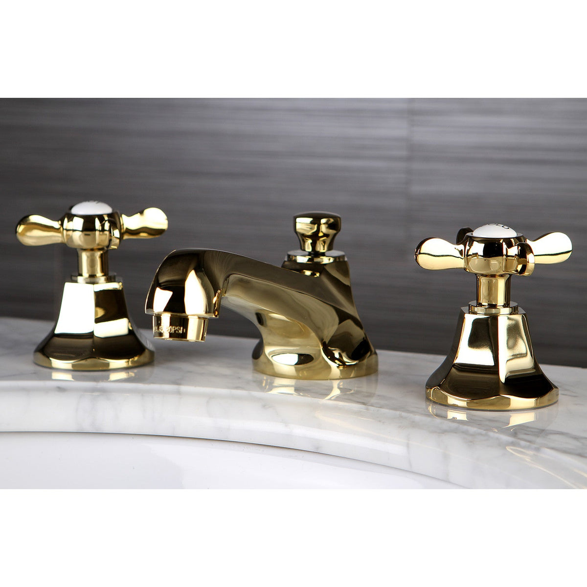 Essex Widespread Bathroom Faucet with Brass Pop-Up in Polished Brass