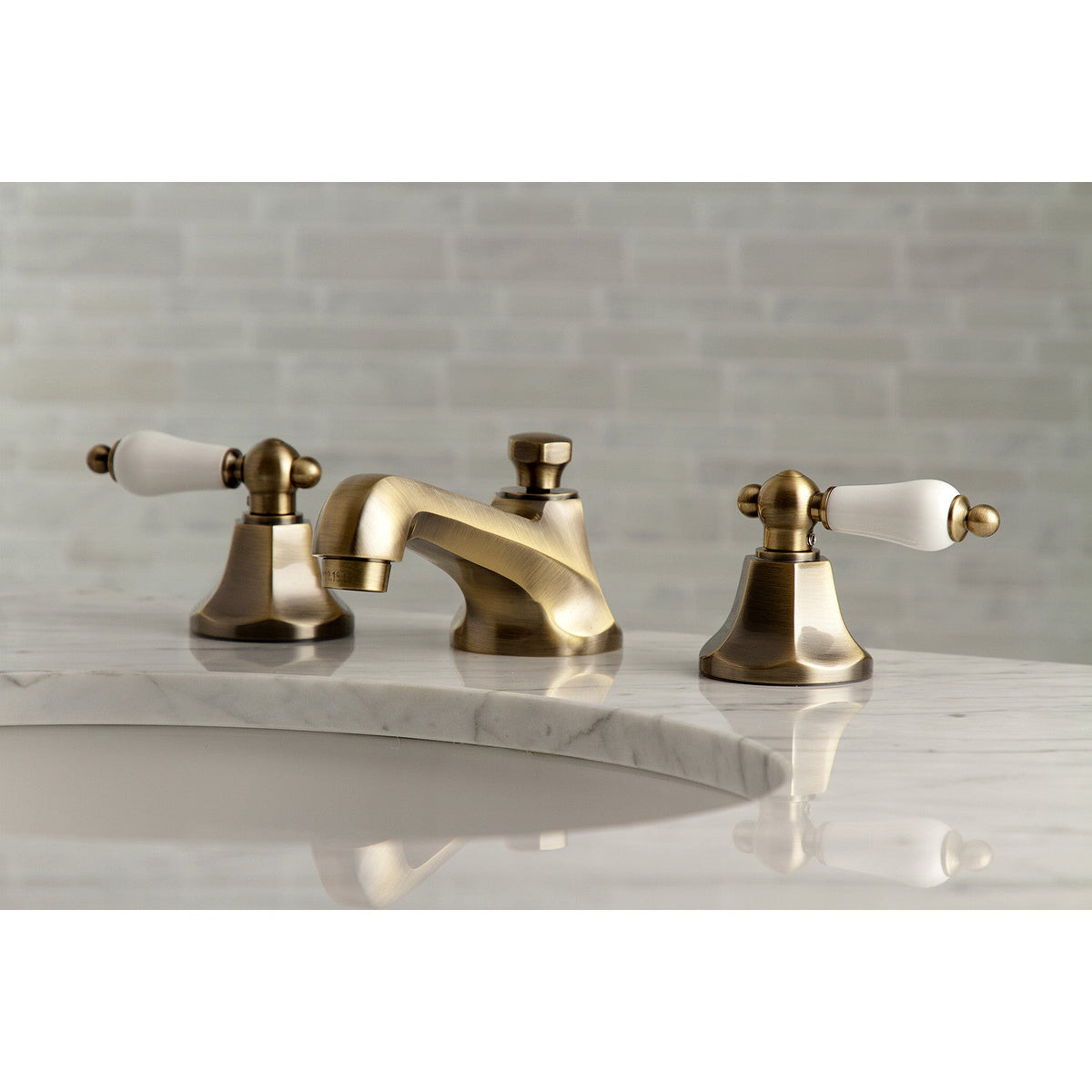 Metropolitan Widespread Bathroom Faucet with Brass Pop-Up in Antique Brass
