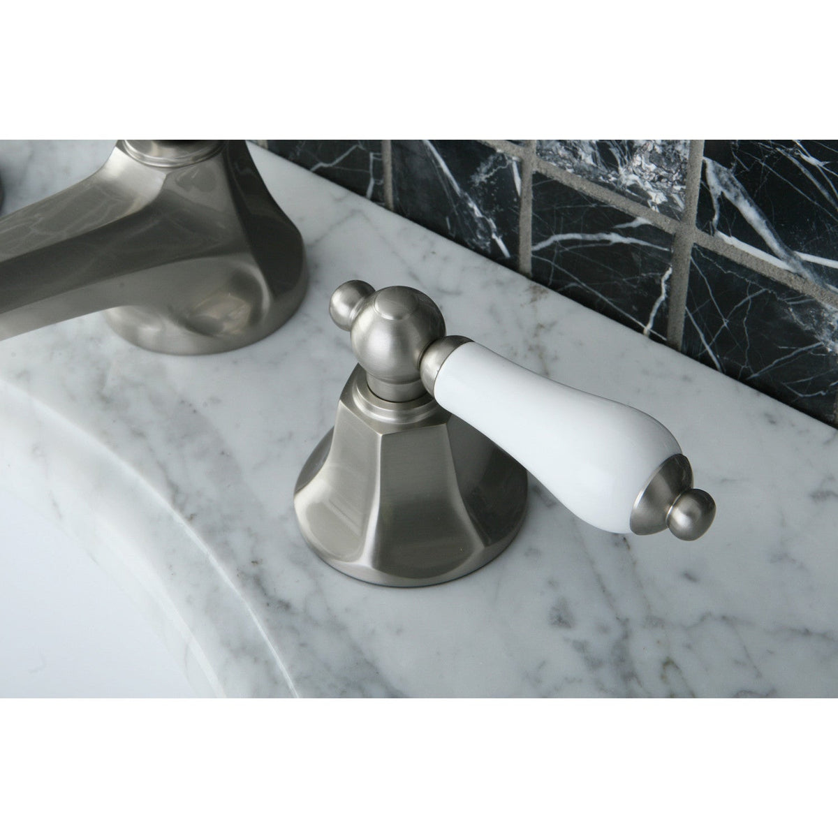 Metropolitan Widespread Bathroom Faucet with Brass Pop-Up in Brushed Nickel