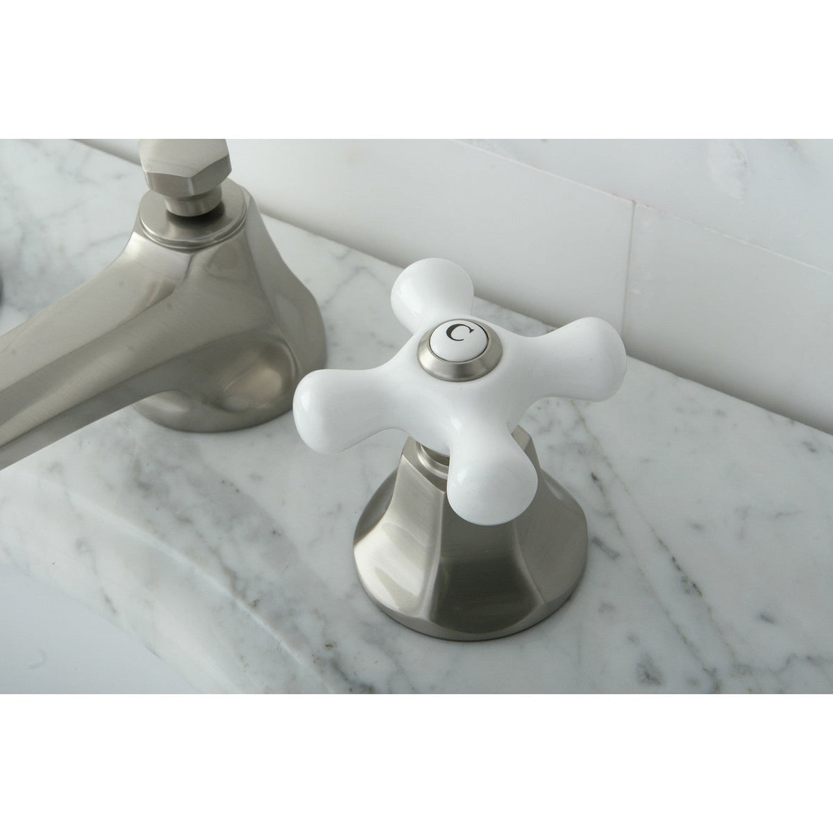 Metropolitan Widespread Bathroom Faucet with Brass Pop-Up in Brushed Nickel