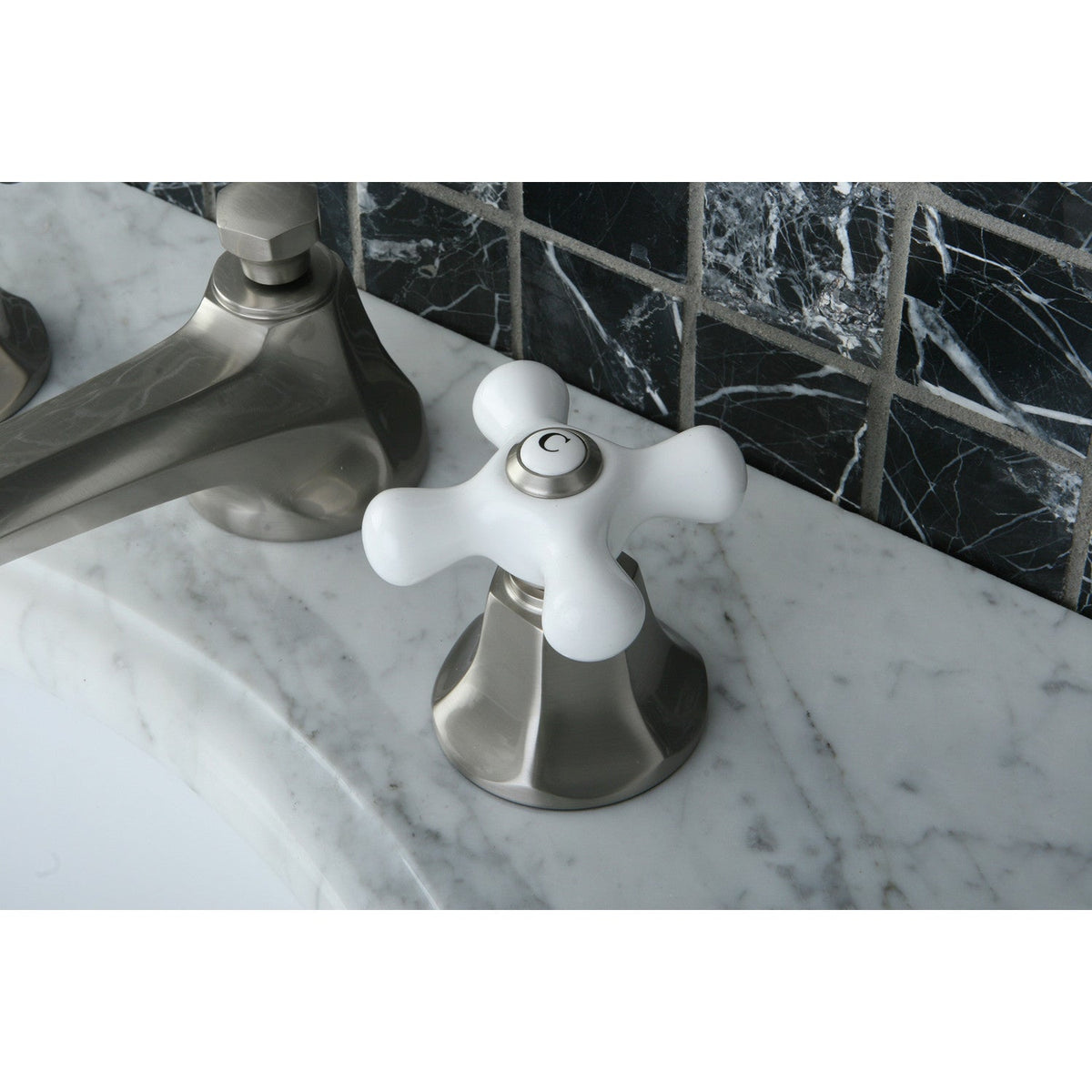 Metropolitan Widespread Bathroom Faucet with Brass Pop-Up in Brushed Nickel