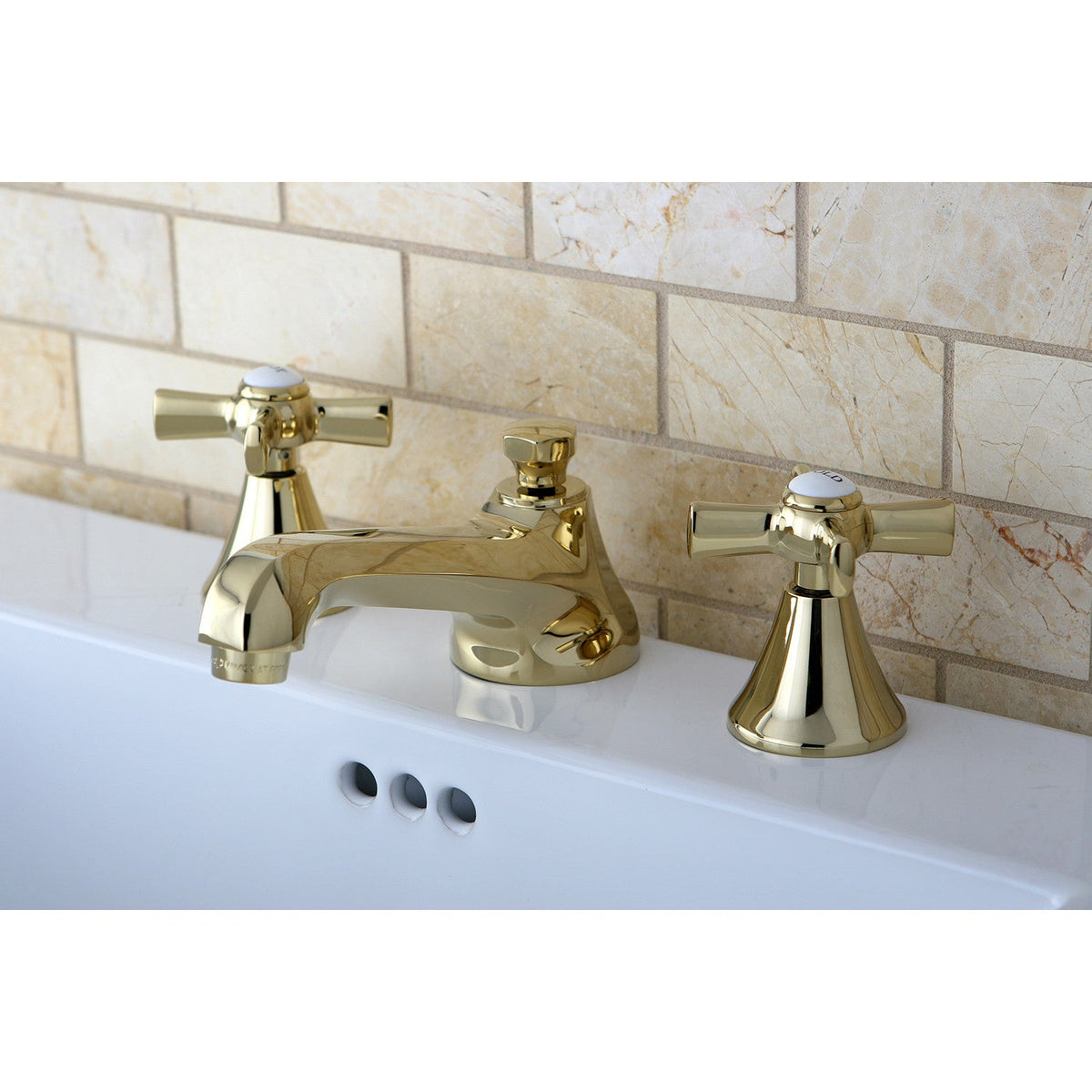 Millennium Widespread Bathroom Faucet with Brass Pop-Up in Polished Brass