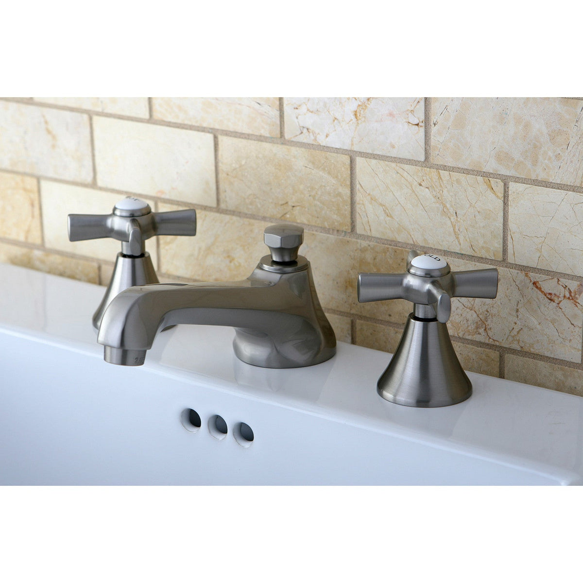 Millennium Widespread Bathroom Faucet with Brass Pop-Up in Brushed Nickel