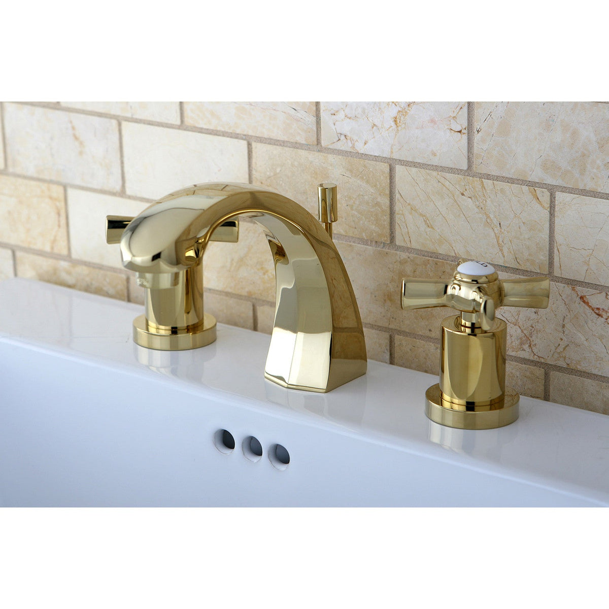 Millennium Widespread Bathroom Faucet with Brass Pop-Up in Polished Brass