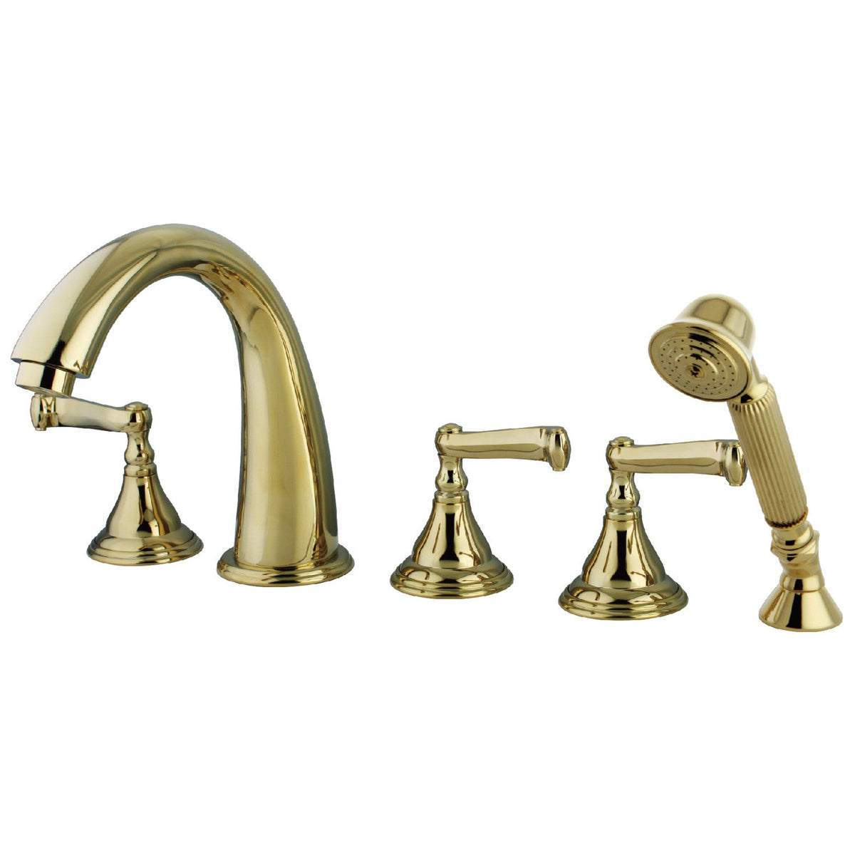Royale 5-Piece Roman Tub Faucet with Hand Shower in Polished Brass