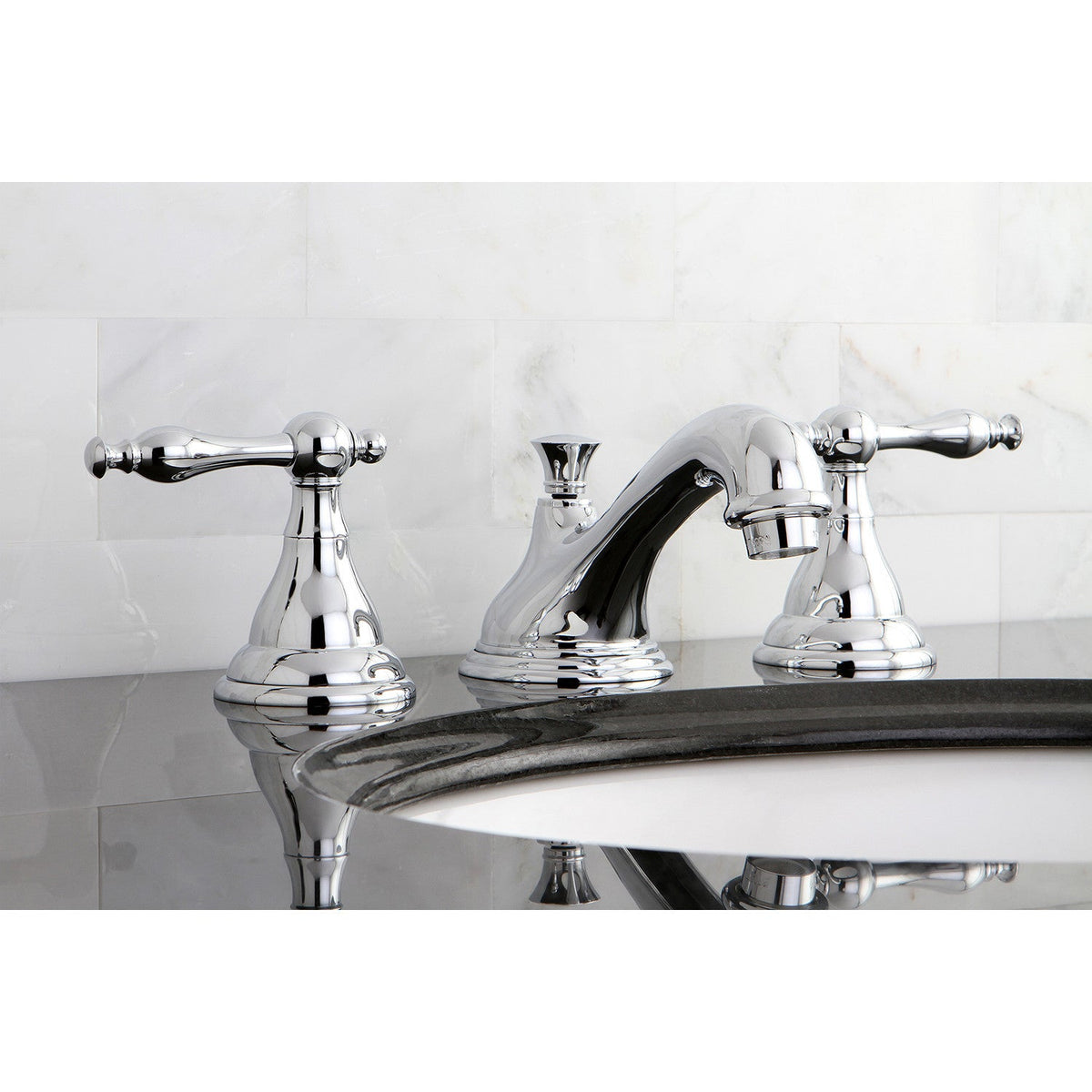 Widespread Bathroom Faucet with Brass Pop-Up in Polished Chrome