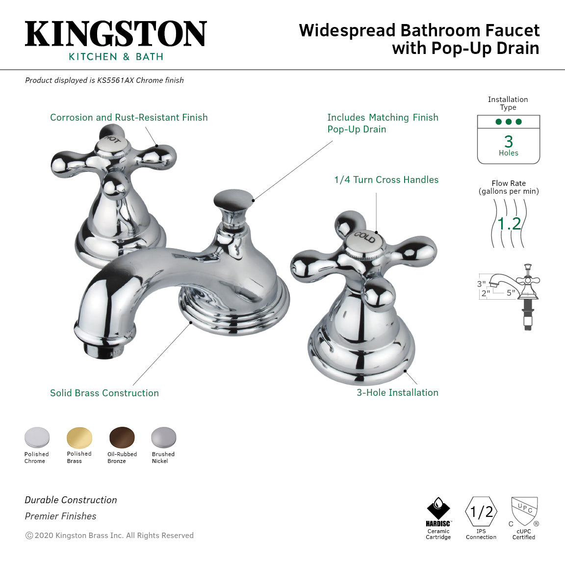 Royale Widespread Bathroom Faucet with Brass Pop-Up in Oil Rubbed Bronze