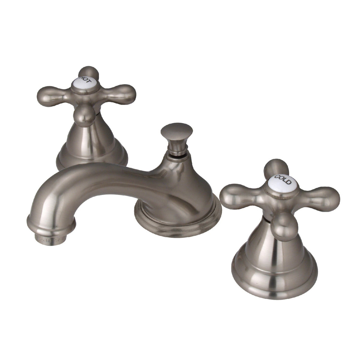 Royale Widespread Bathroom Faucet with Brass Pop-Up in Brushed Nickel