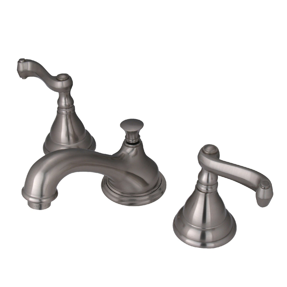 Royale Widespread Bathroom Faucet with Brass Pop-Up in Brushed Nickel