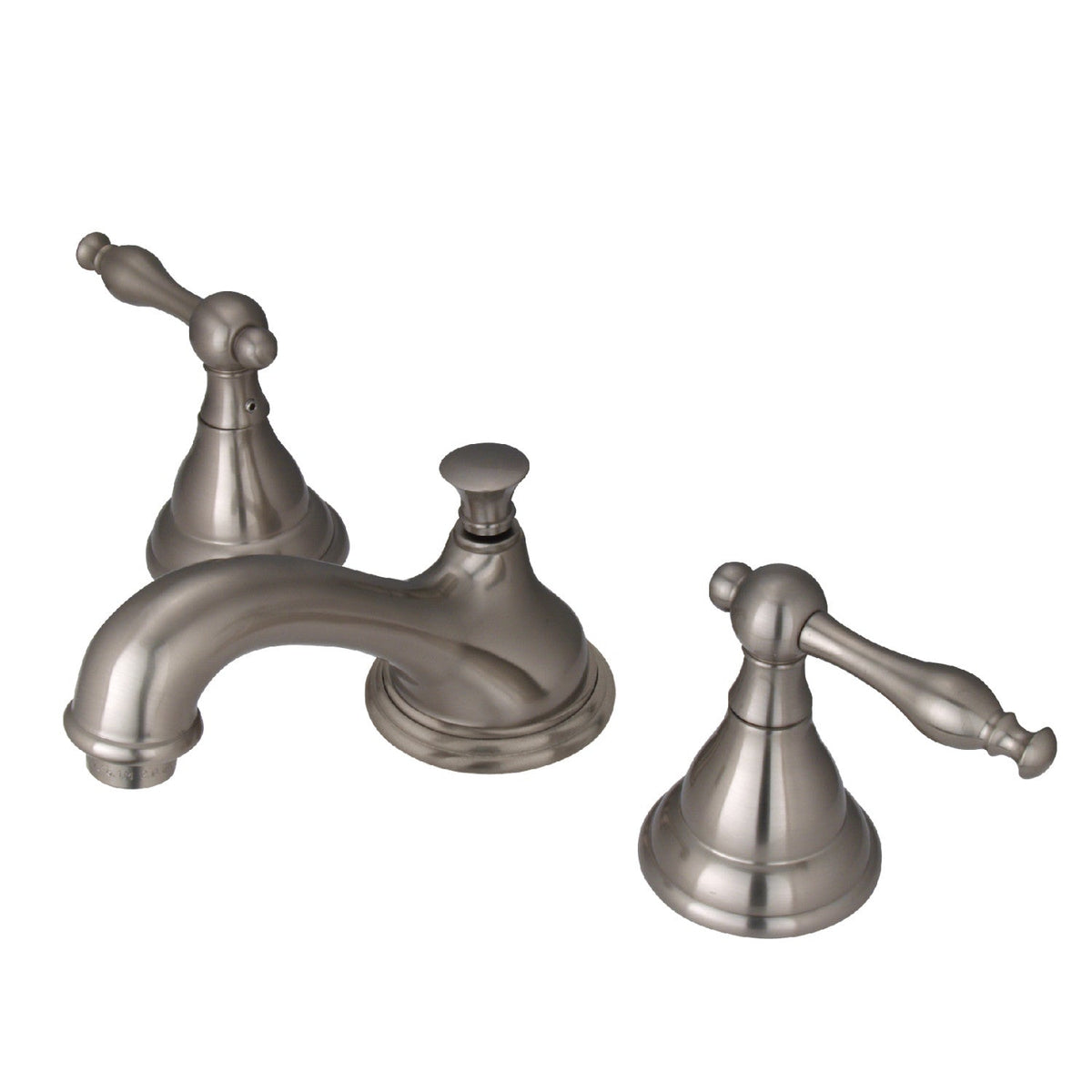 Widespread Bathroom Faucet with Brass Pop-Up in Brushed Nickel