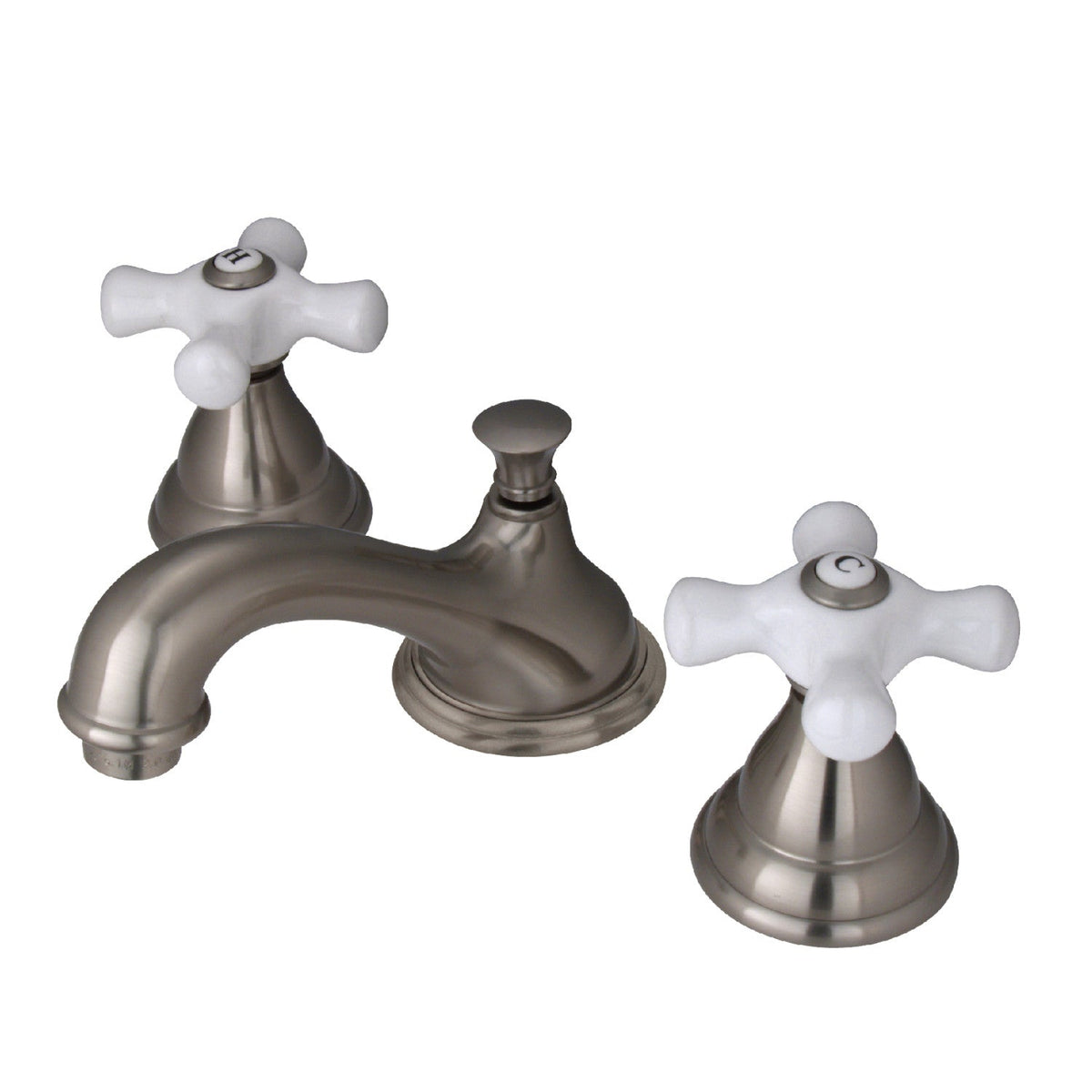 Royale Widespread Bathroom Faucet with Brass Pop-Up in Brushed Nickel