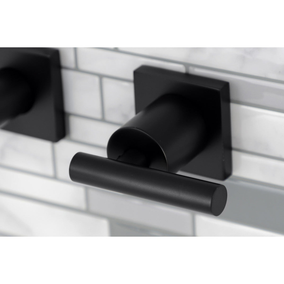 Manhattan Two-Handle Wall Mount Roman Tub Faucet in Matte Black