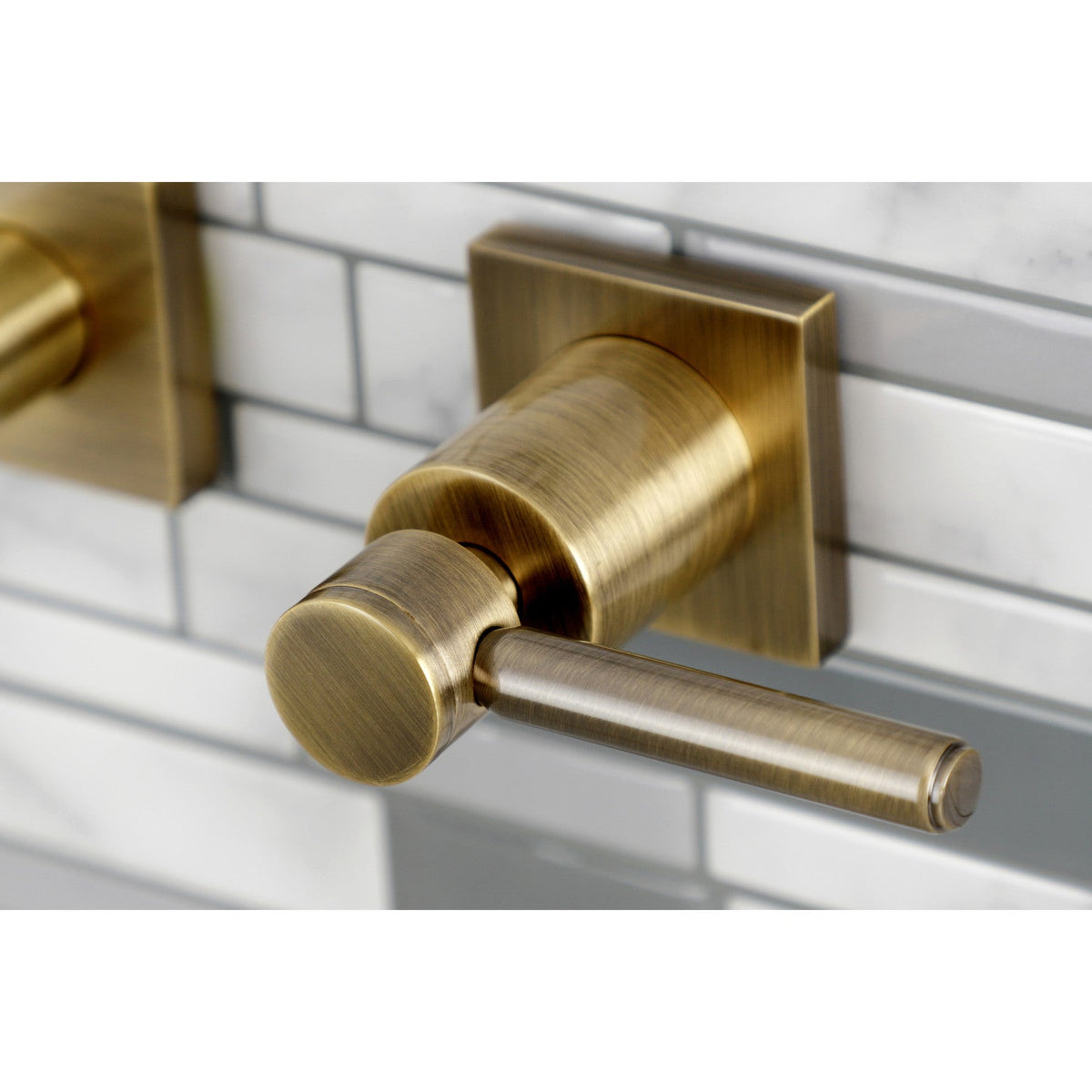 Concord Two-Handle Wall Mount Roman Tub Faucet in Antique Brass
