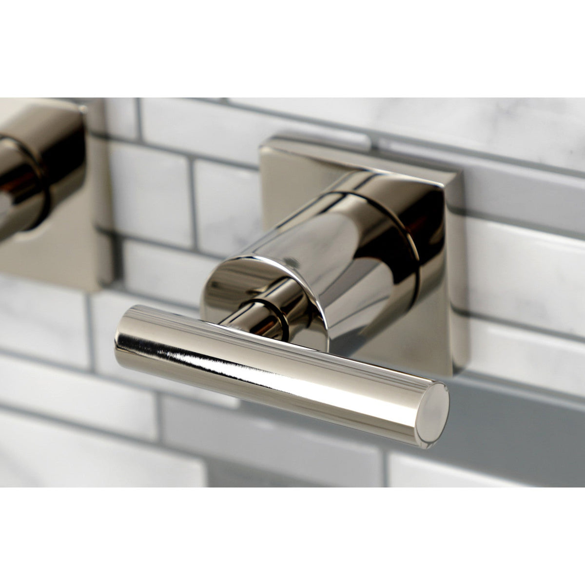 Manhattan Two-Handle Wall Mount Roman Tub Faucet in Polished Nickel