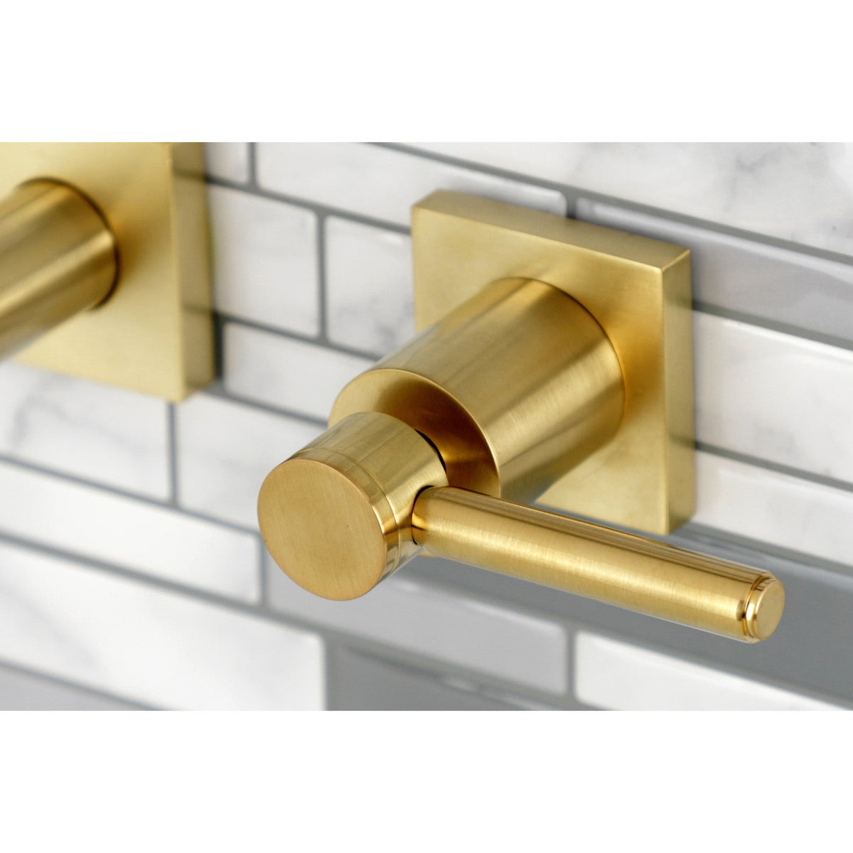 Concord Two-Handle Wall Mount Roman Tub Faucet in Brushed Brass