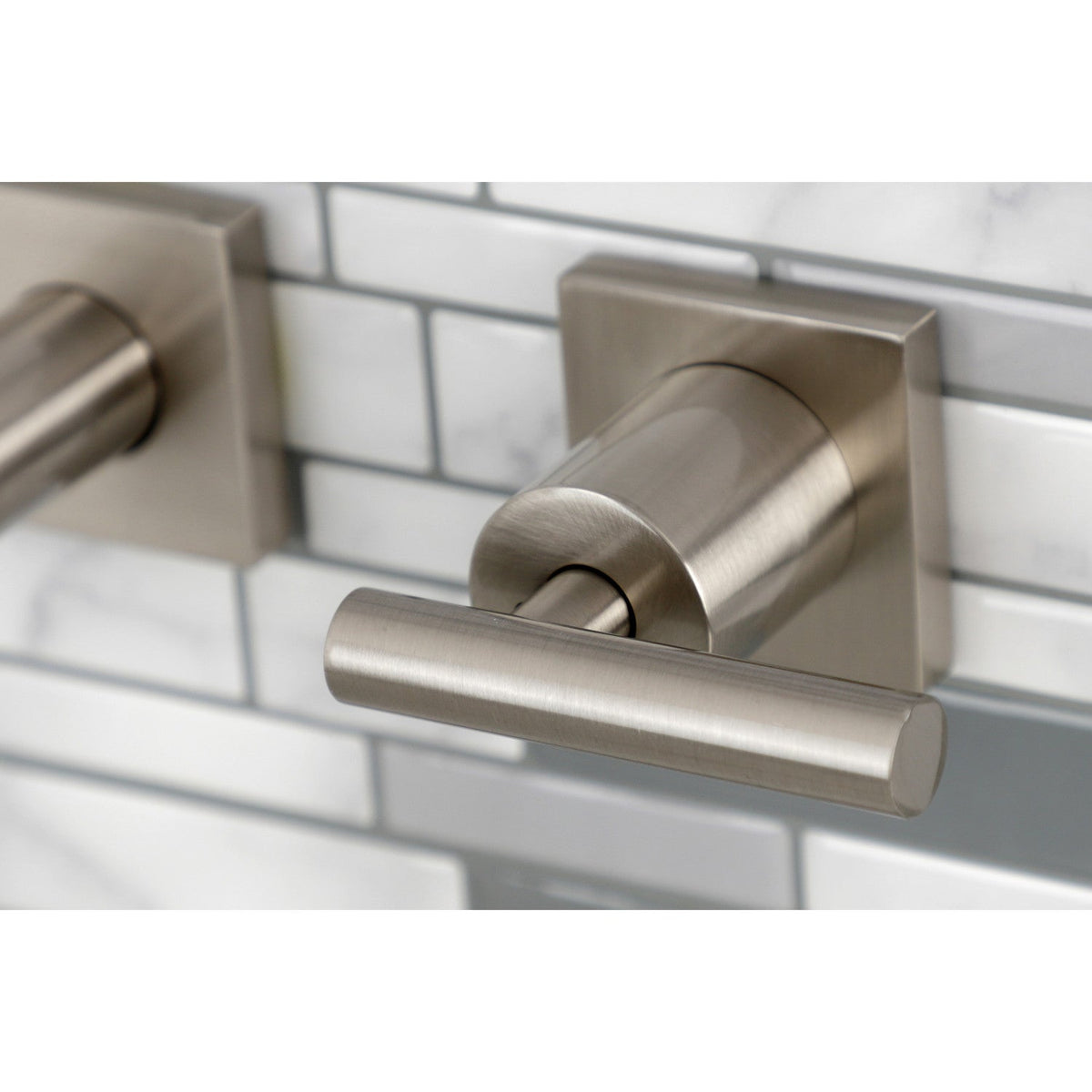 Manhattan Two-Handle Wall Mount Roman Tub Faucet in Brushed Nickel