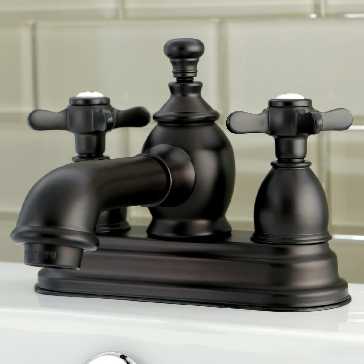 Essex Double-Handle 4" Centerset Bathroom Faucet with Brass Pop-Up in Oil Rubbed Bronze