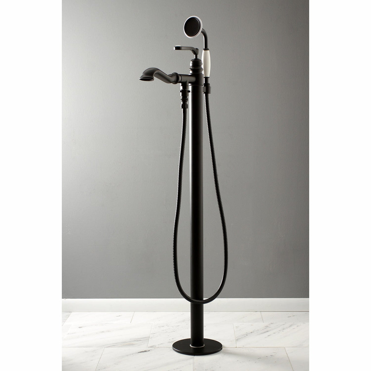 Royale Freestanding Tub Faucet with Hand Shower in Matte Black