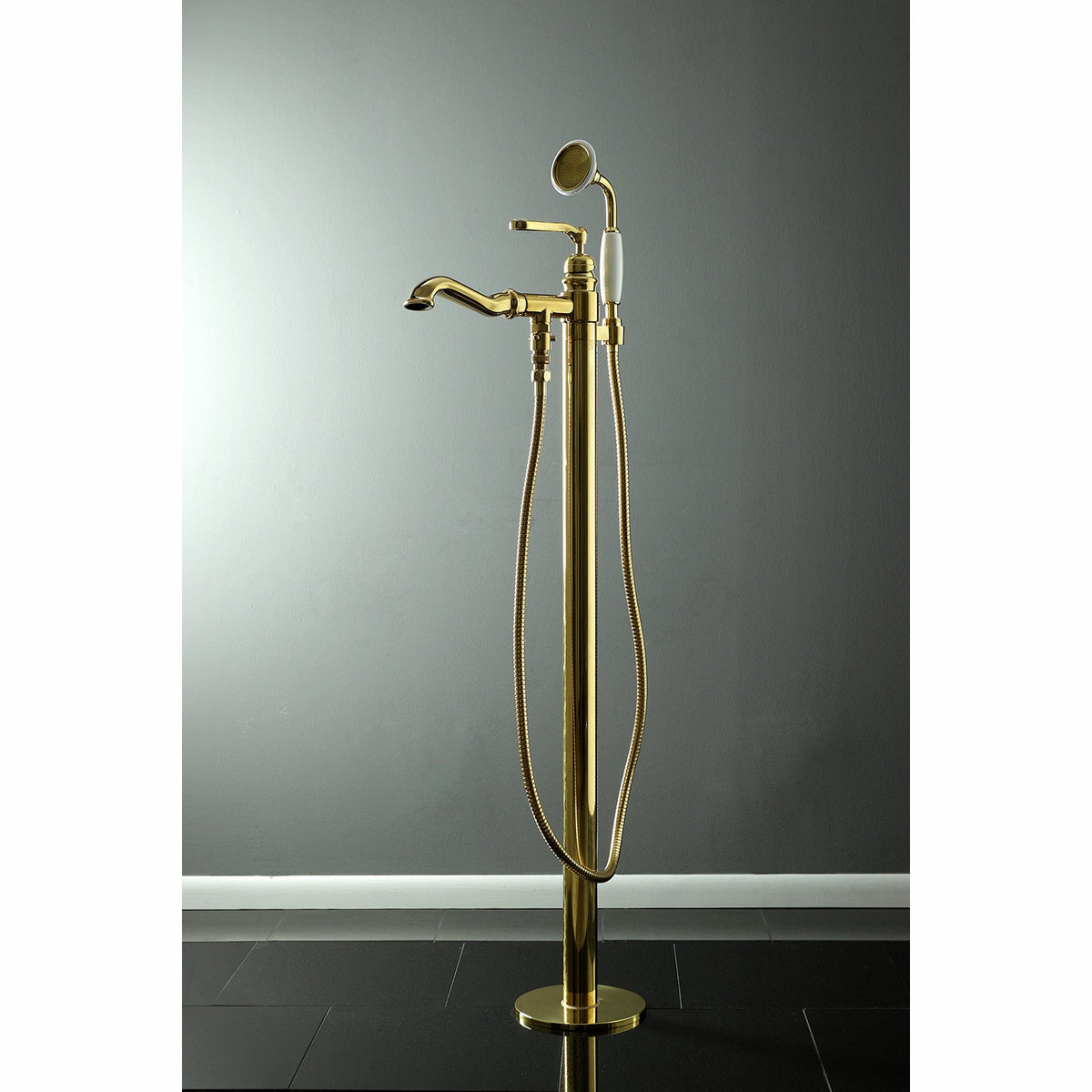 Royale Freestanding Tub Faucet with Hand Shower in Polished Brass