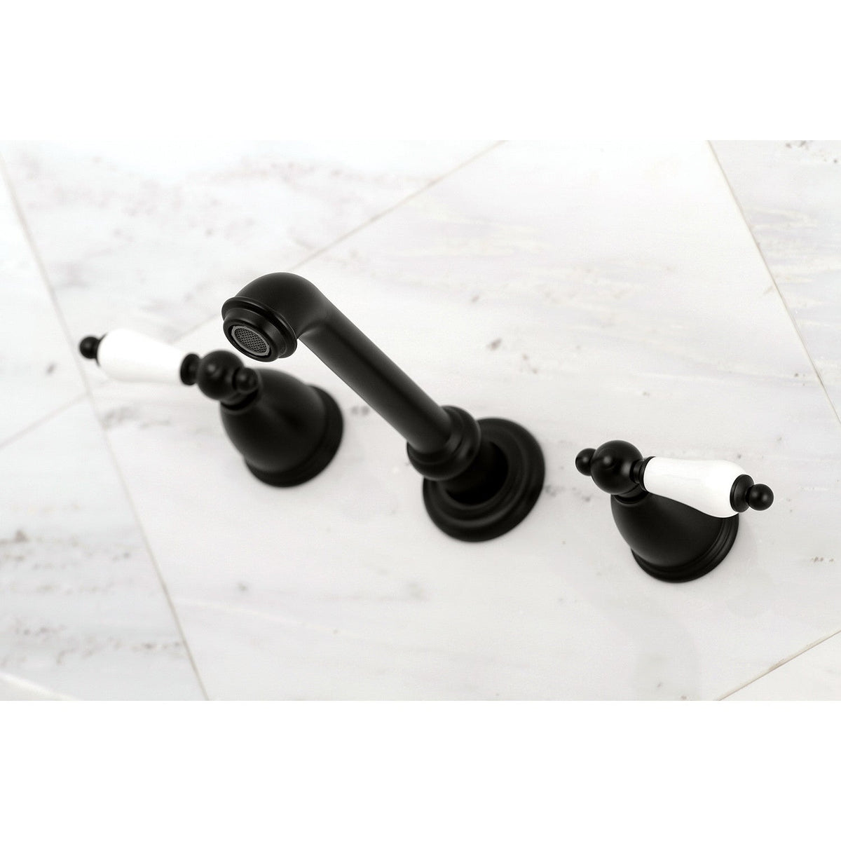 English Vintage Two-Handle Wall Mount Roman Tub Faucet in Matte Black