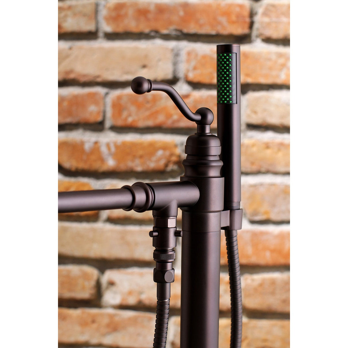 English Country Freestanding Tub Faucet with Hand Shower in Oil Rubbed Bronze