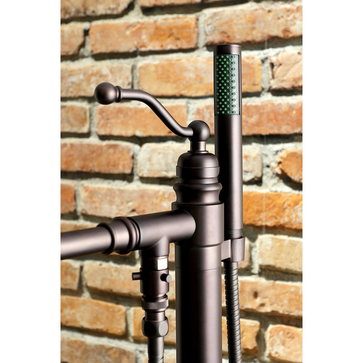 English Country Freestanding Tub Faucet with Hand Shower in Oil Rubbed Bronze