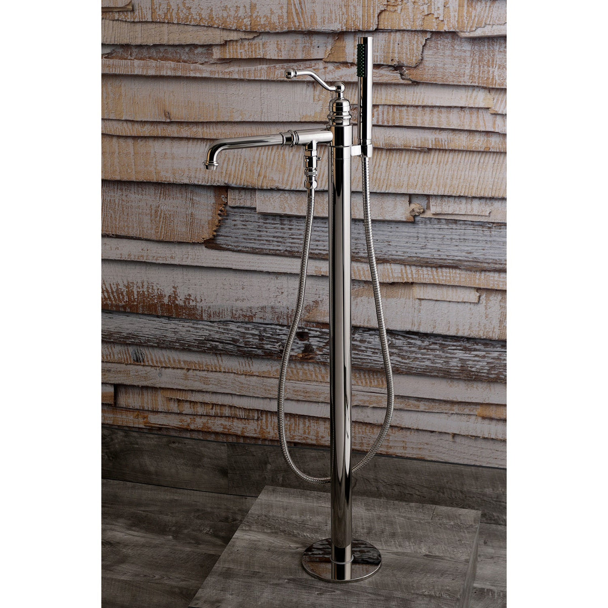 English Country Freestanding Tub Faucet with Hand Shower in Polished Nickel