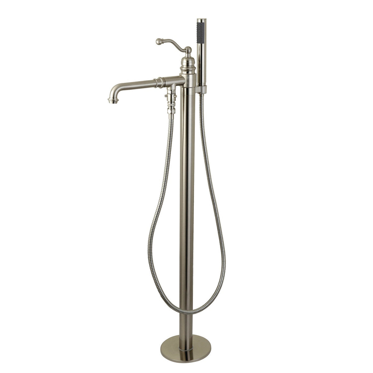 English Country Freestanding Tub Faucet with Hand Shower in Brushed Nickel