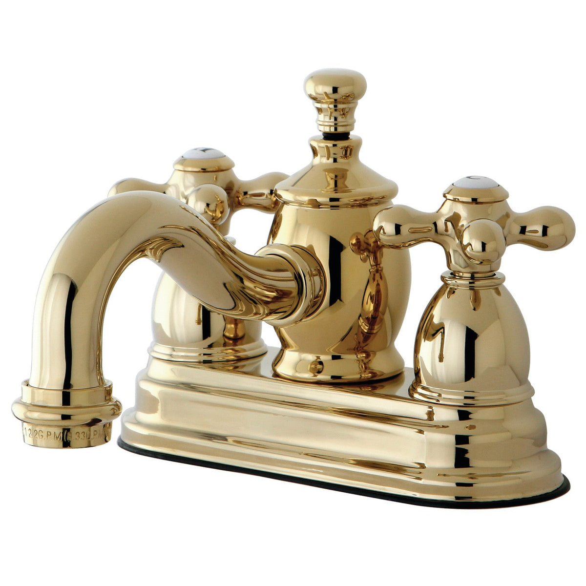 English Country Double-Handle 4" Centerset Bathroom Faucet with Brass Pop-Up in Polished Brass