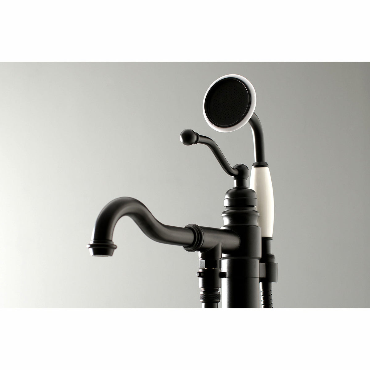 English Country Freestanding Tub Faucet with Hand Shower in Matte Black