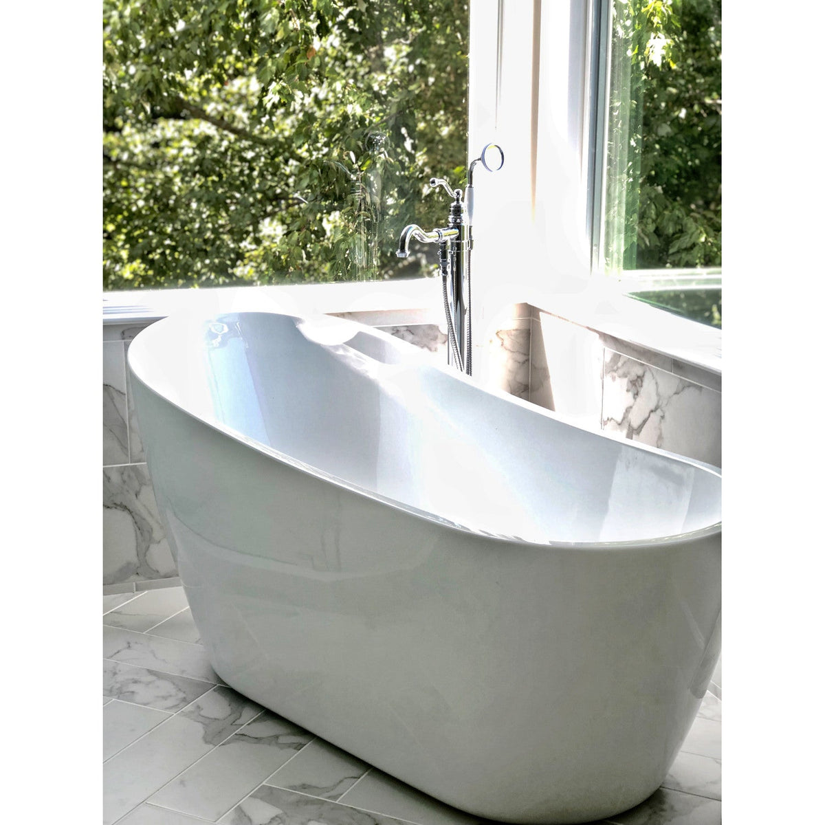 English Country Freestanding Tub Faucet with Hand Shower in Polished Chrome