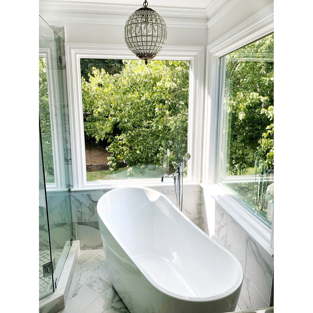 English Country Freestanding Tub Faucet with Hand Shower in Polished Chrome