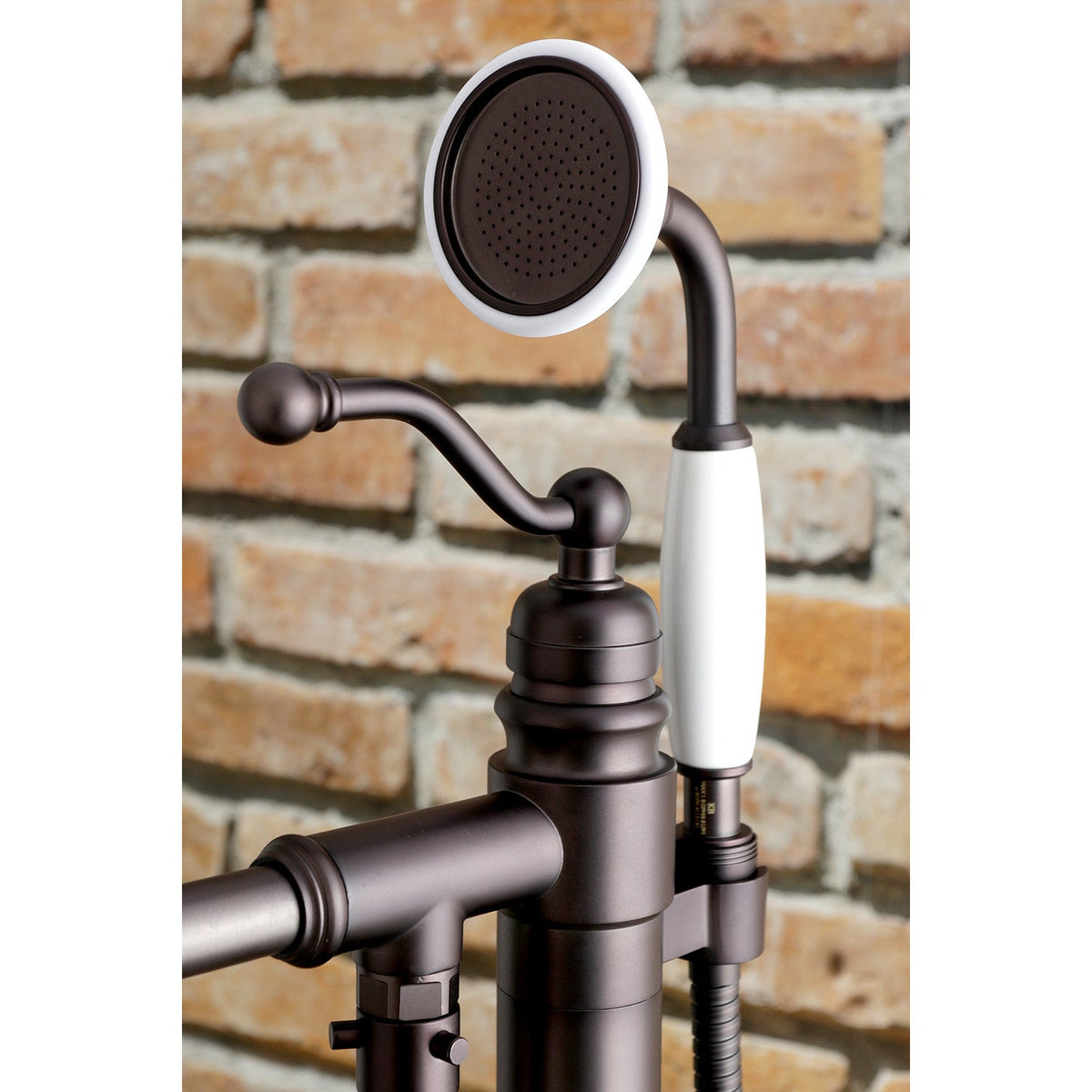 English Country Freestanding Tub Faucet with Hand Shower in Oil Rubbed Bronze