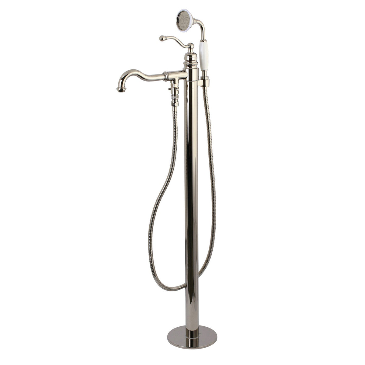 English Country Freestanding Tub Faucet with Hand Shower in Polished Nickel