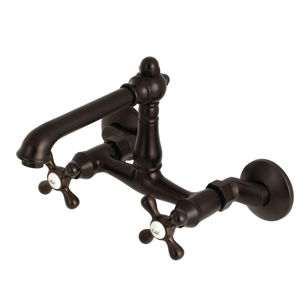 English Country Double-Handle Wall-Mount Bridge Kitchen Faucet in Oil Rubbed Bronze