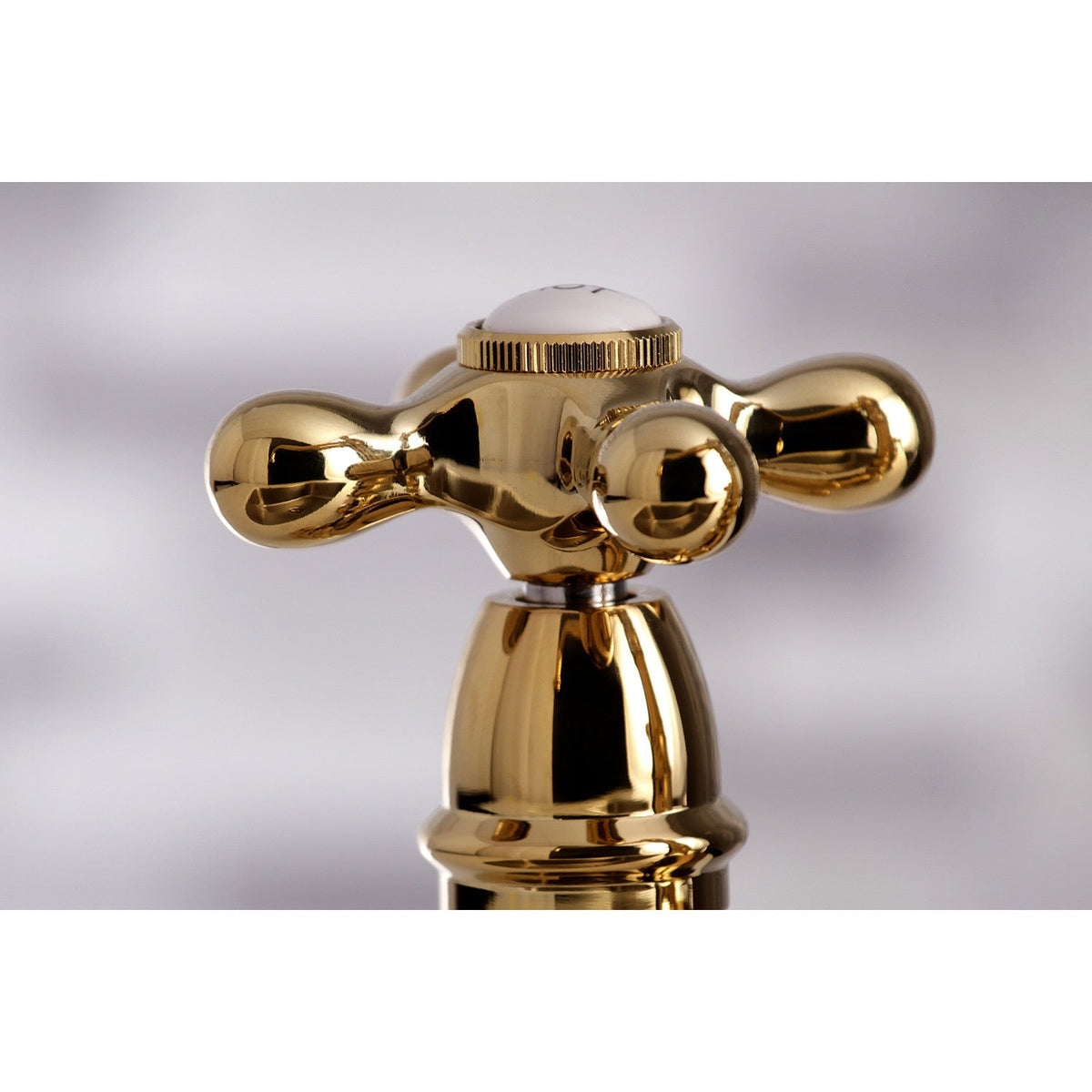 English Country Bridge Kitchen Faucet with Brass Side Sprayer in Polished Brass