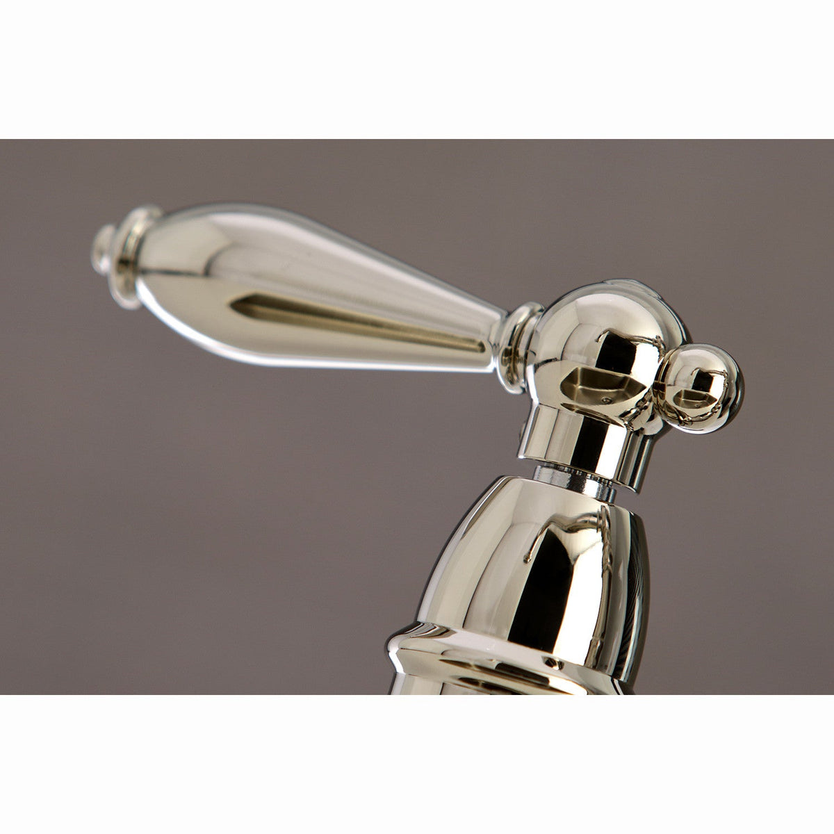 English Country Bridge Kitchen Faucet with Brass Side Sprayer in Polished Nickel