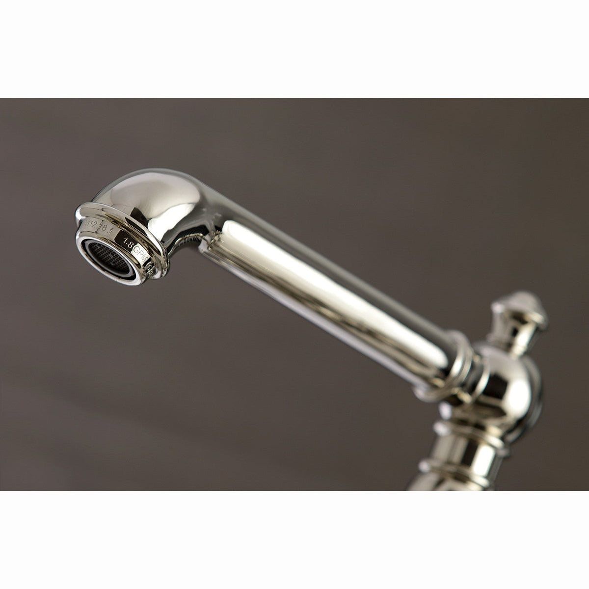 English Country Bridge Kitchen Faucet with Brass Side Sprayer in Polished Nickel