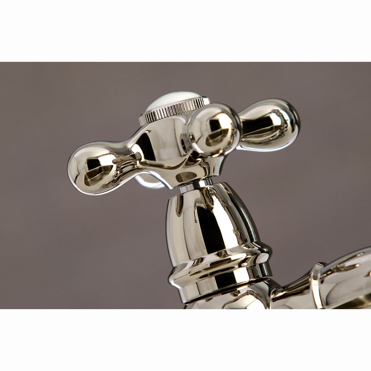 English Country Bridge Kitchen Faucet with Brass Side Sprayer in Polished Nickel