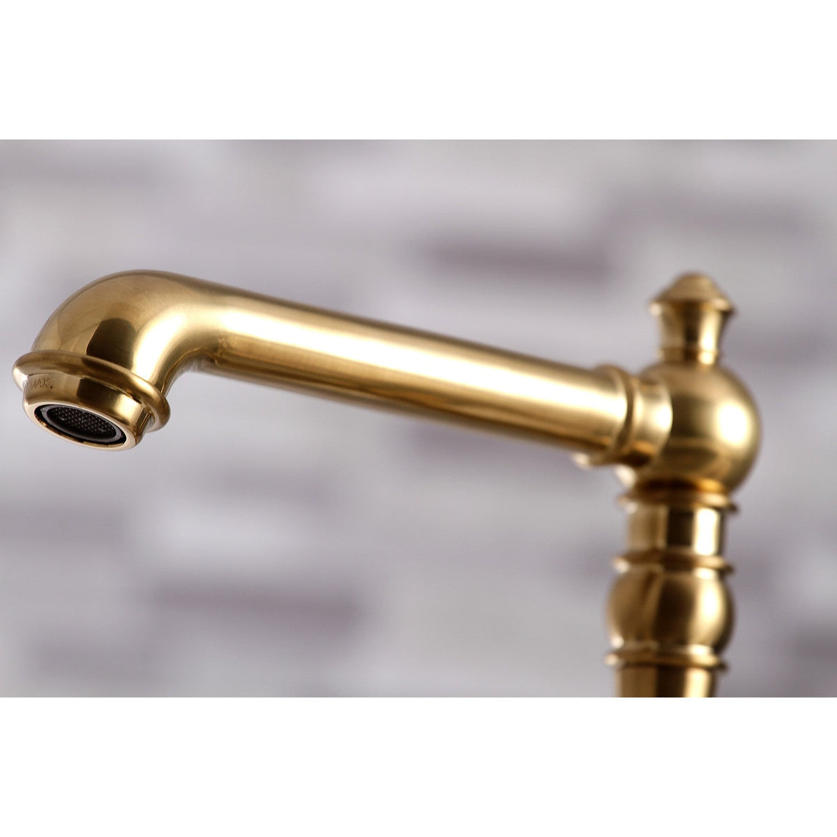 English Country Bridge Kitchen Faucet with Brass Side Sprayer in Brushed Brass