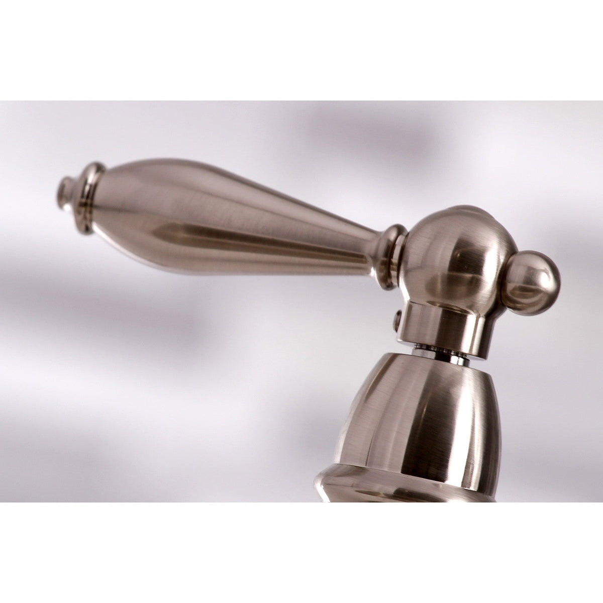 English Country Bridge Kitchen Faucet with Brass Side Sprayer in Brushed Nickel