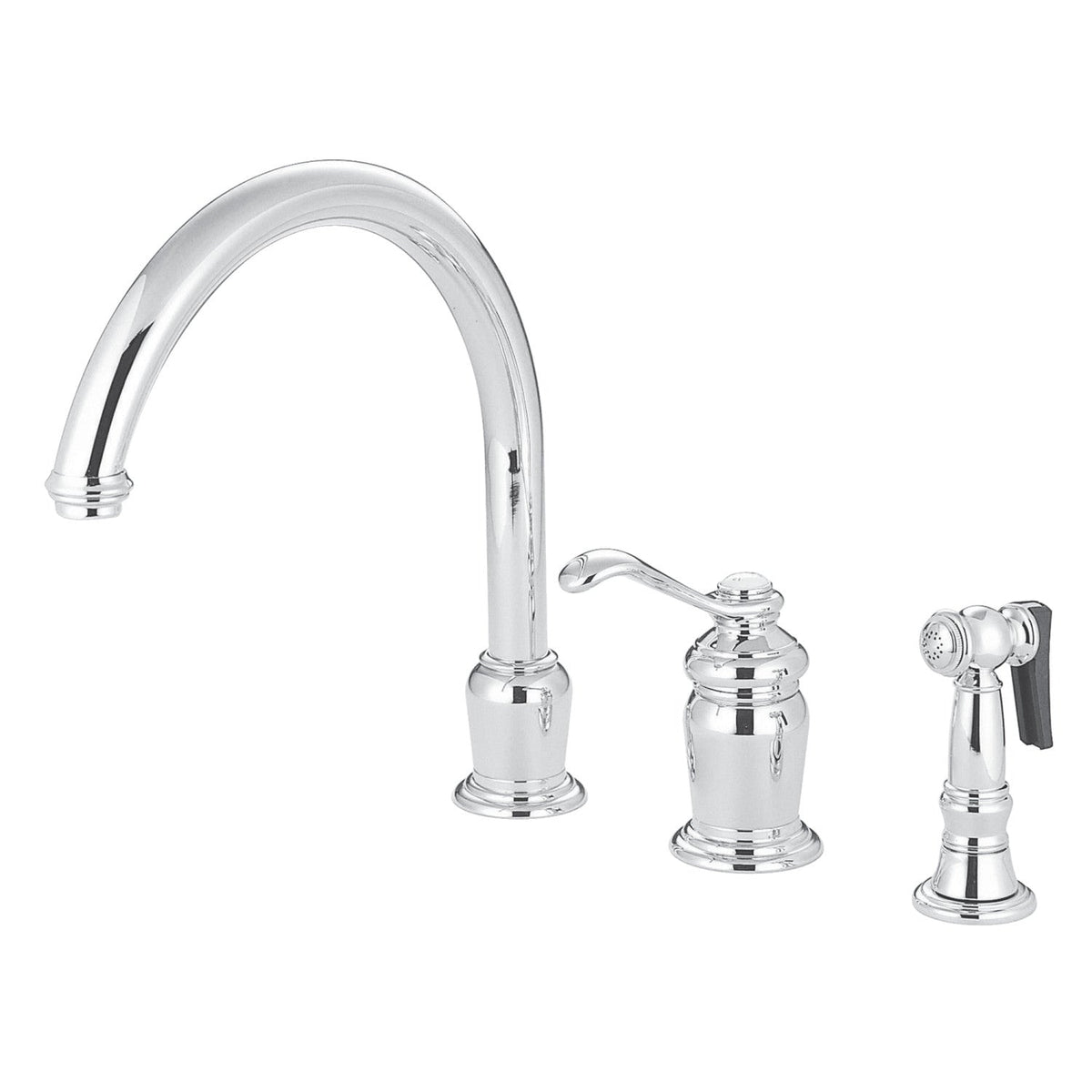 Templeton Single-Handle Widespread Kitchen Faucet with Brass Sprayer in Polished Chrome