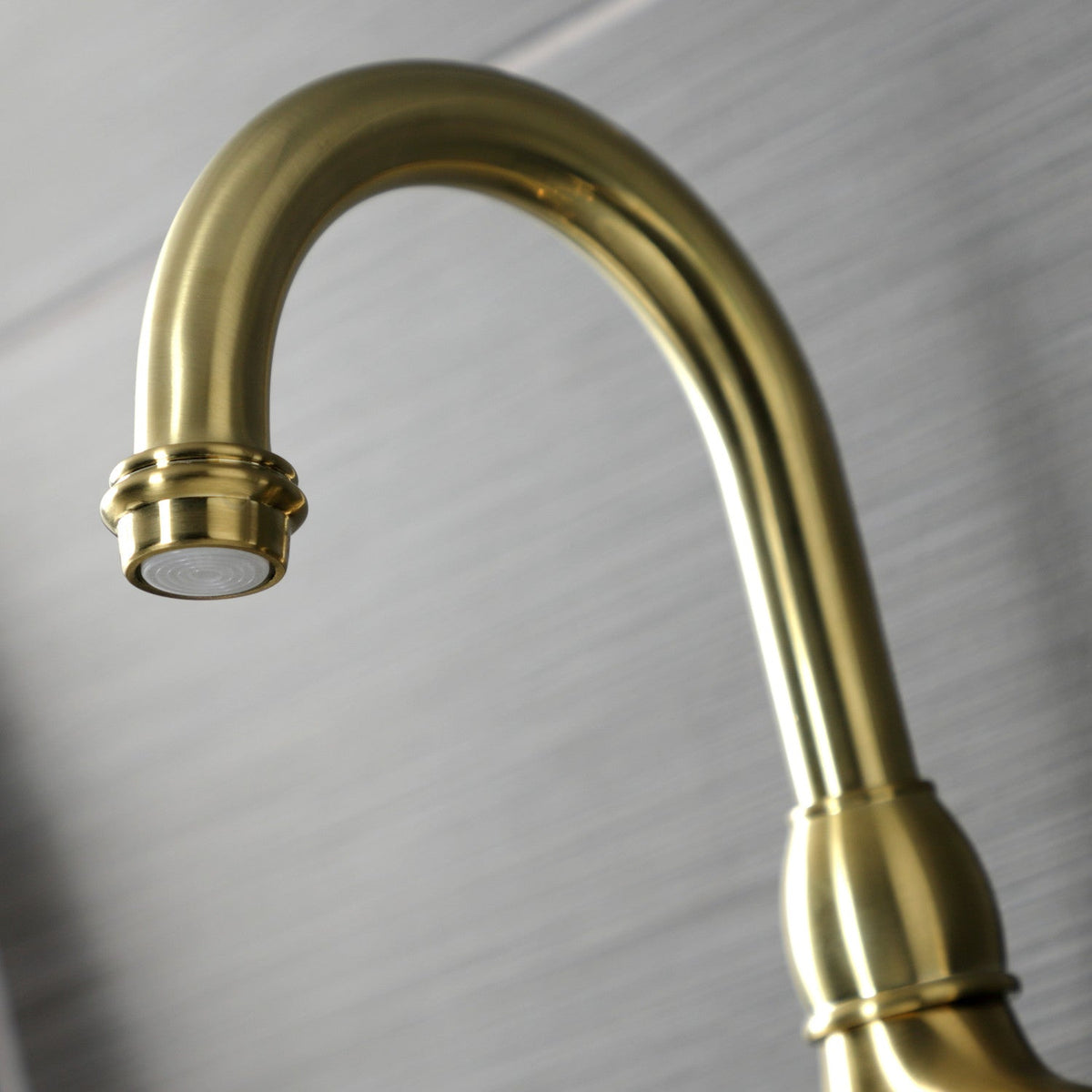 English Country Bridge Bathroom Faucet with Brass Pop-Up in Brushed Brass