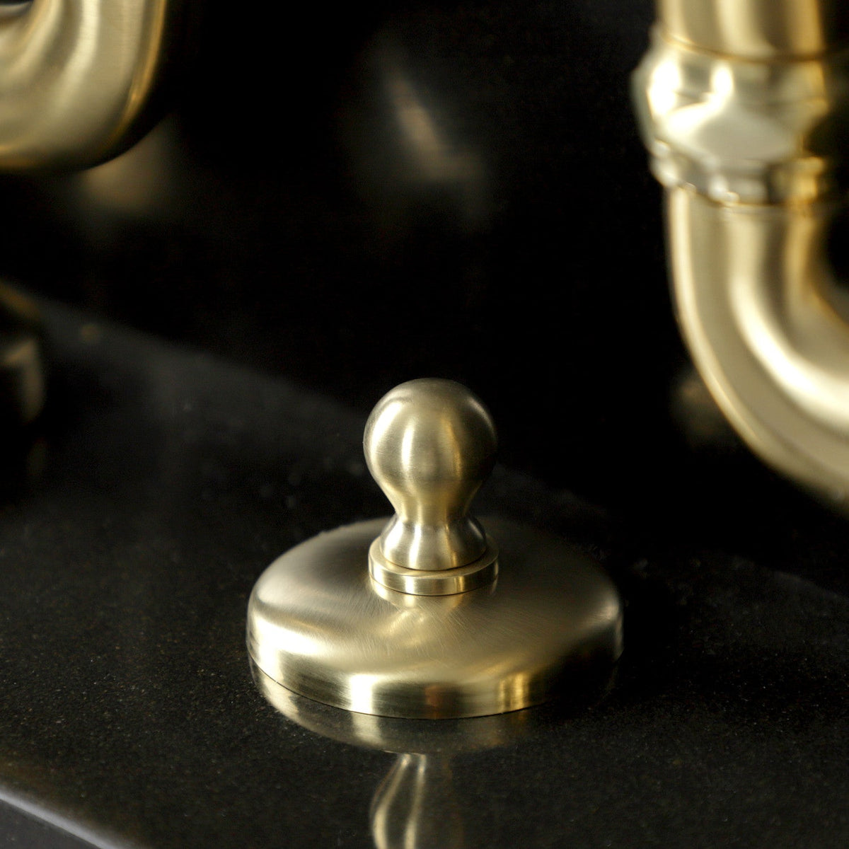 English Country Bridge Bathroom Faucet with Brass Pop-Up in Brushed Brass
