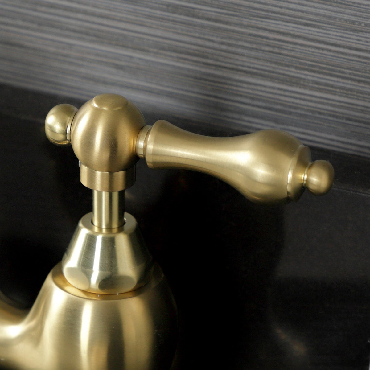 English Country Bridge Bathroom Faucet with Brass Pop-Up in Brushed Brass