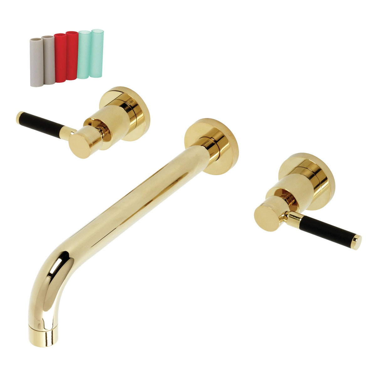 Kaiser Two-Handle Wall Mount Roman Tub Faucet in Polished Brass